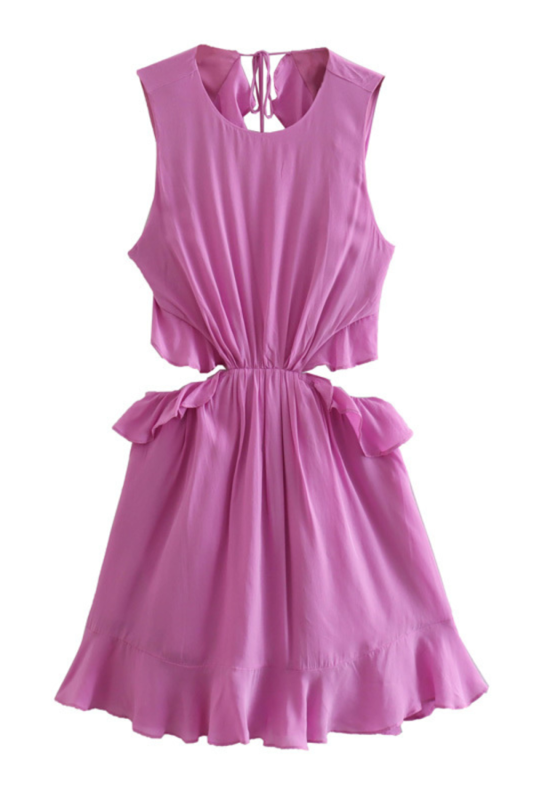 Sleeveless Ruffle Cut-out Backless Dress
